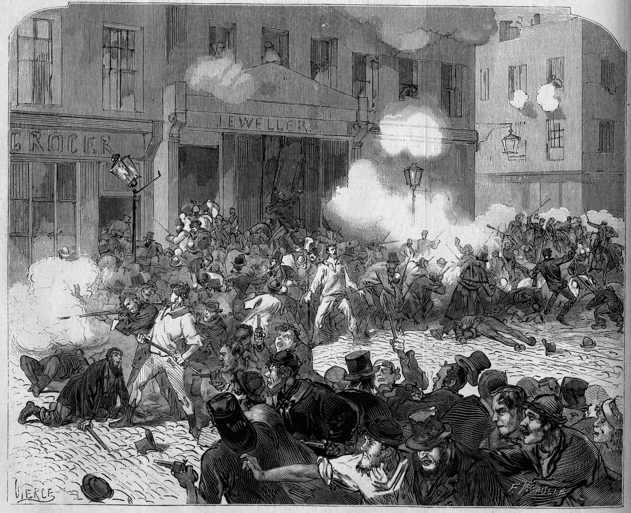 Irlande 1872 : Troubles à Belfast, lutte entre Orangistes et Catholiques. - Unknown artist