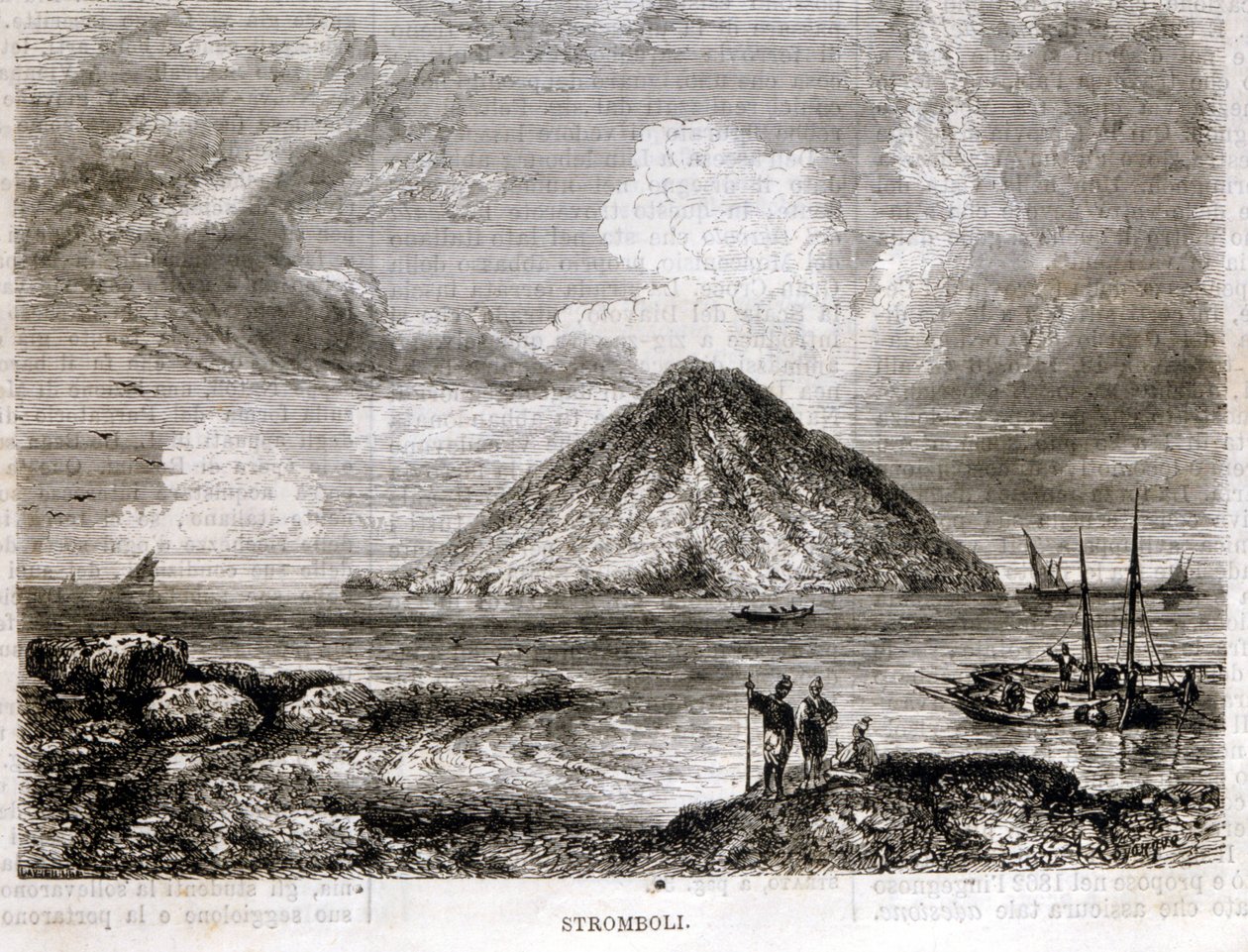 Île de Stromboli au 19ème siècle. - Unknown artist