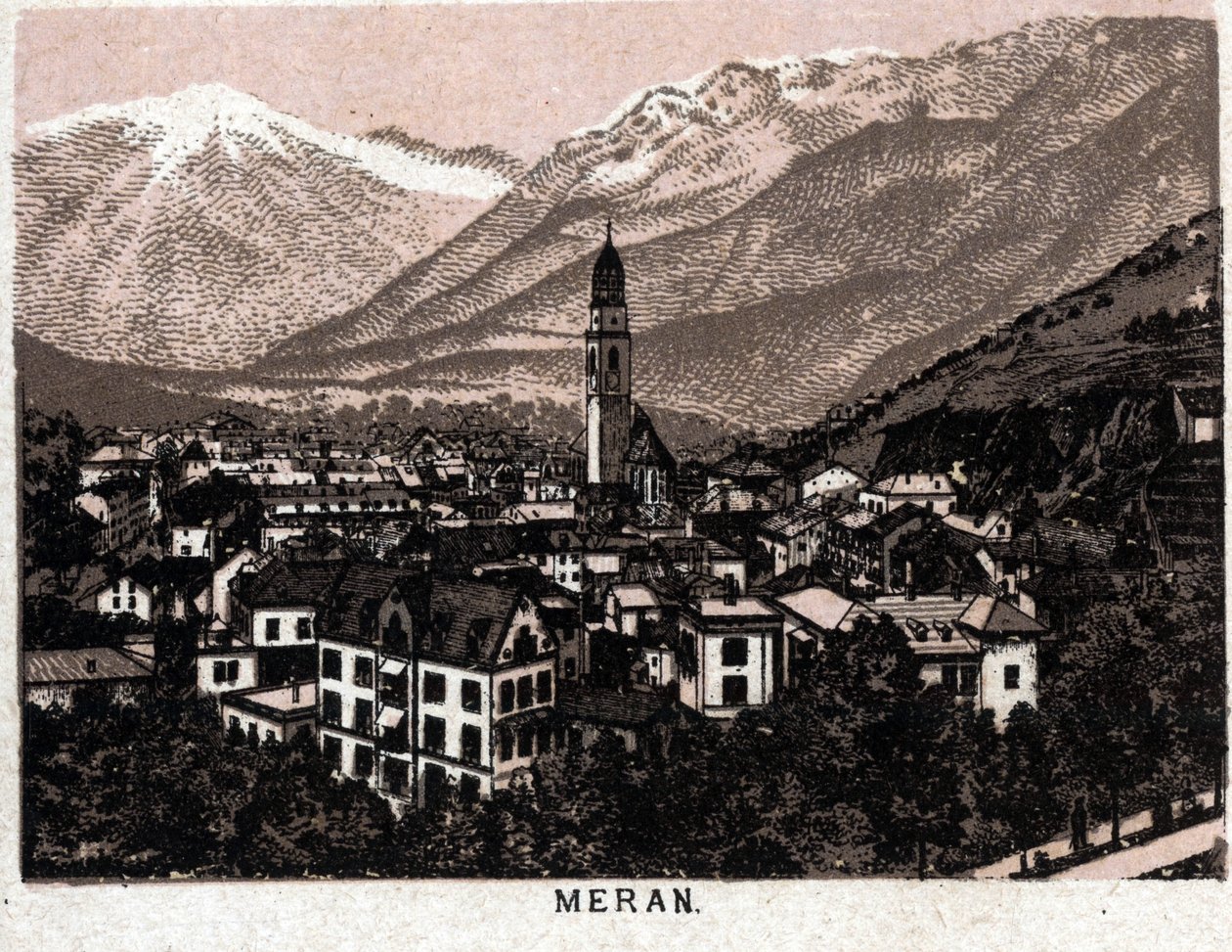 Tyrol italien : vue de la ville de Merano. dans « Le Monde Illustré 168 vues » Sans date (fin XIXe siècle) - Unknown artist