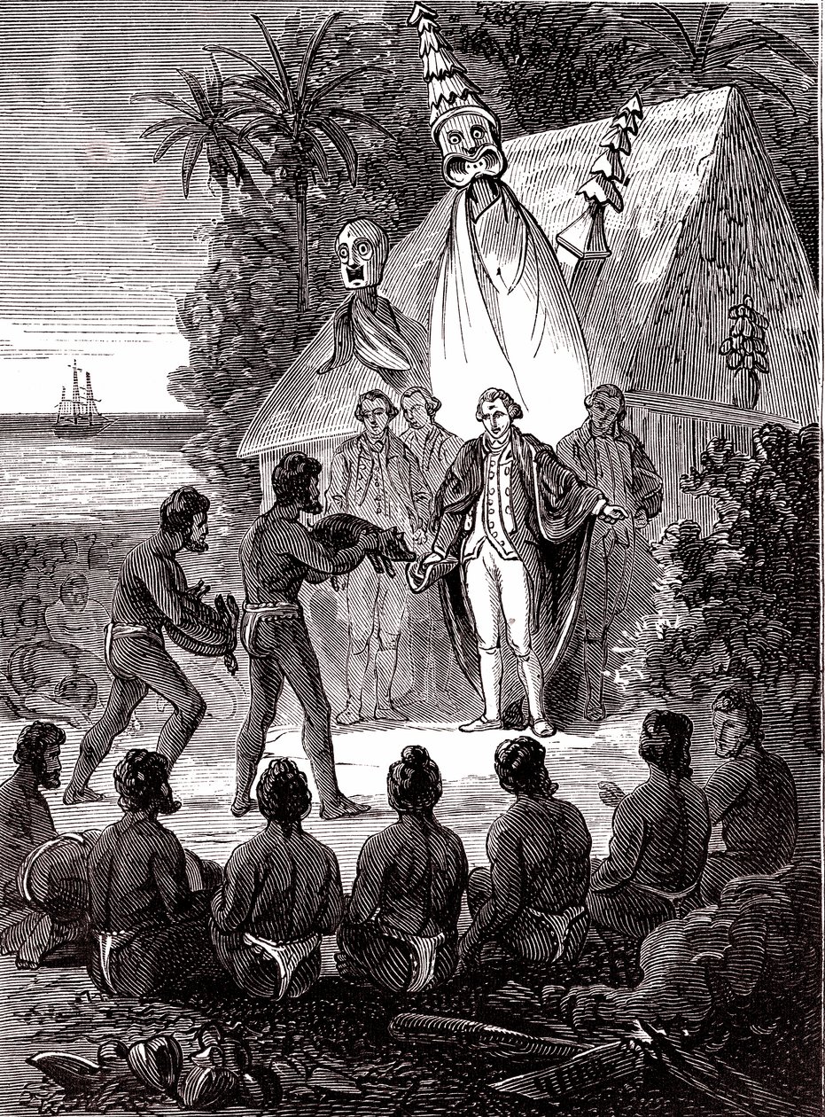 James Cook avec les indigènes de l