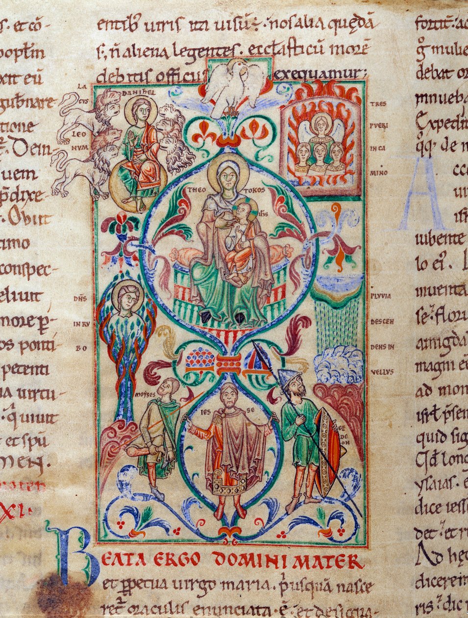 Arbre de Jessé entourant des symboles de virginité. La Vierge est désignée par le nom byzantin de Theotokos. Miniature tirée du « Lectionnaire de Cîteaux » 12e siècle - Unknown artist