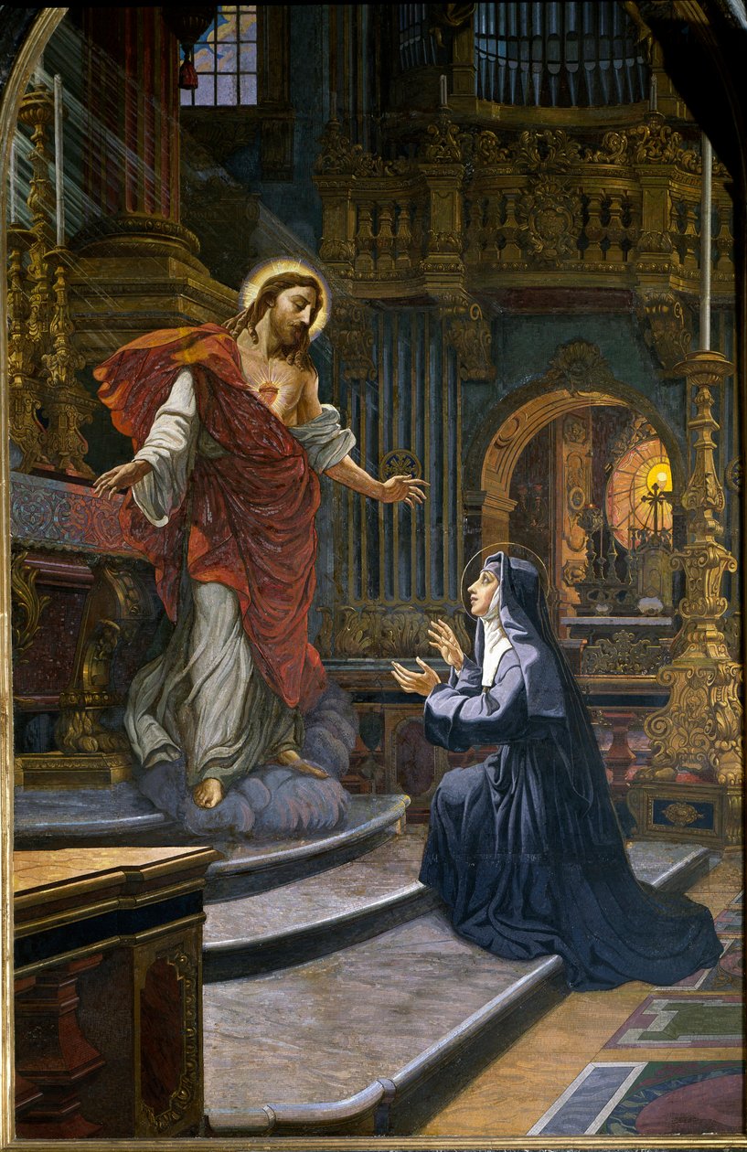 Jésus apparaissant à Sainte Marguerite-Marie Alacoque (1647-1690) mystique de l