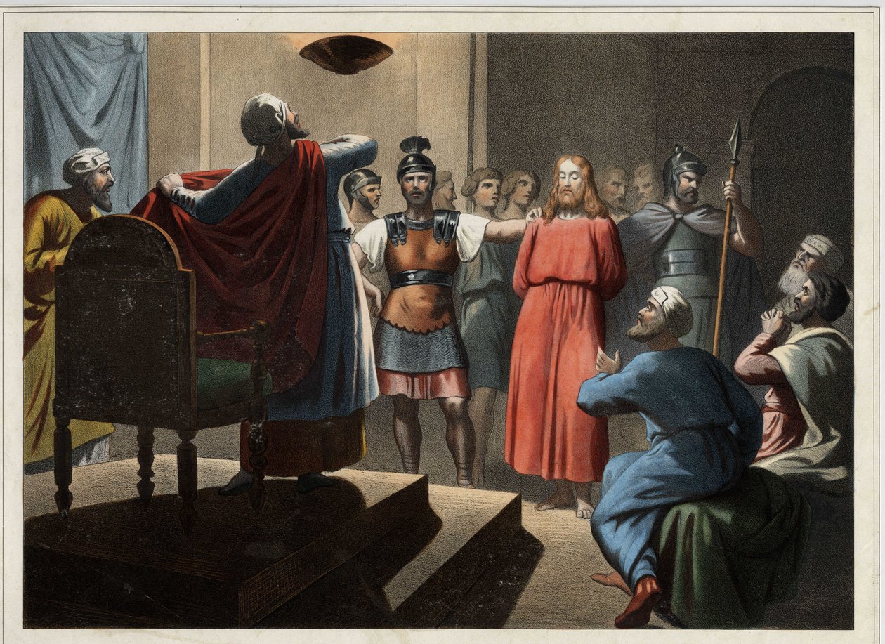 Jésus devant Caïphe. Gravure anonyme du milieu du XIXe siècle. - Unknown artist