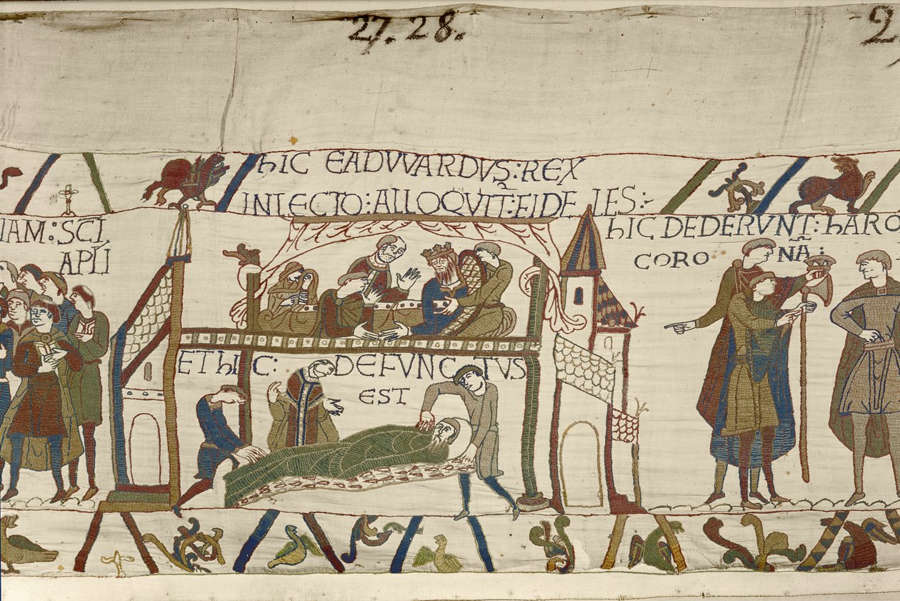 Le roi Édouard le Confesseur sur son lit de mort, Tapisserie de Bayeux - Unknown artist