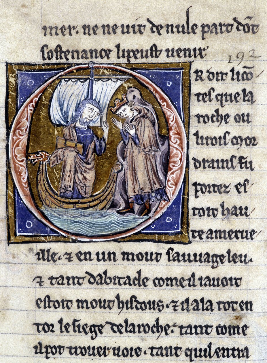 Roi Modreius. Manuscrit : Conquête du Saint Graal, écrit 717 ans après la passion de notre seigneur. Bibliothèque municipale de Rennes, ms. 255 (Collection de romans de la Table Ronde); Paris - Unknown artist