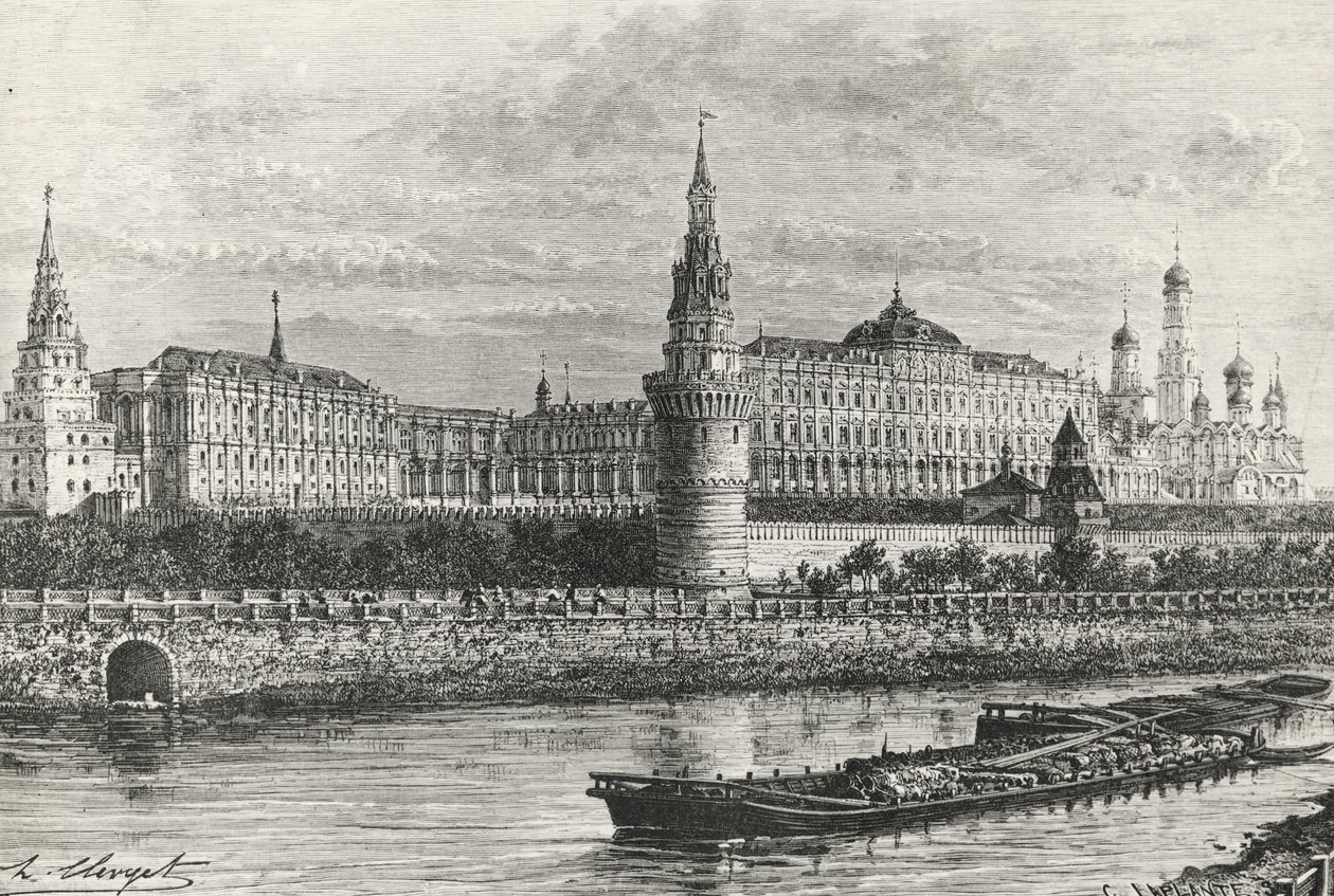 Kremlin à Moscou, Russie, gravure de La Russie libre - Unknown artist