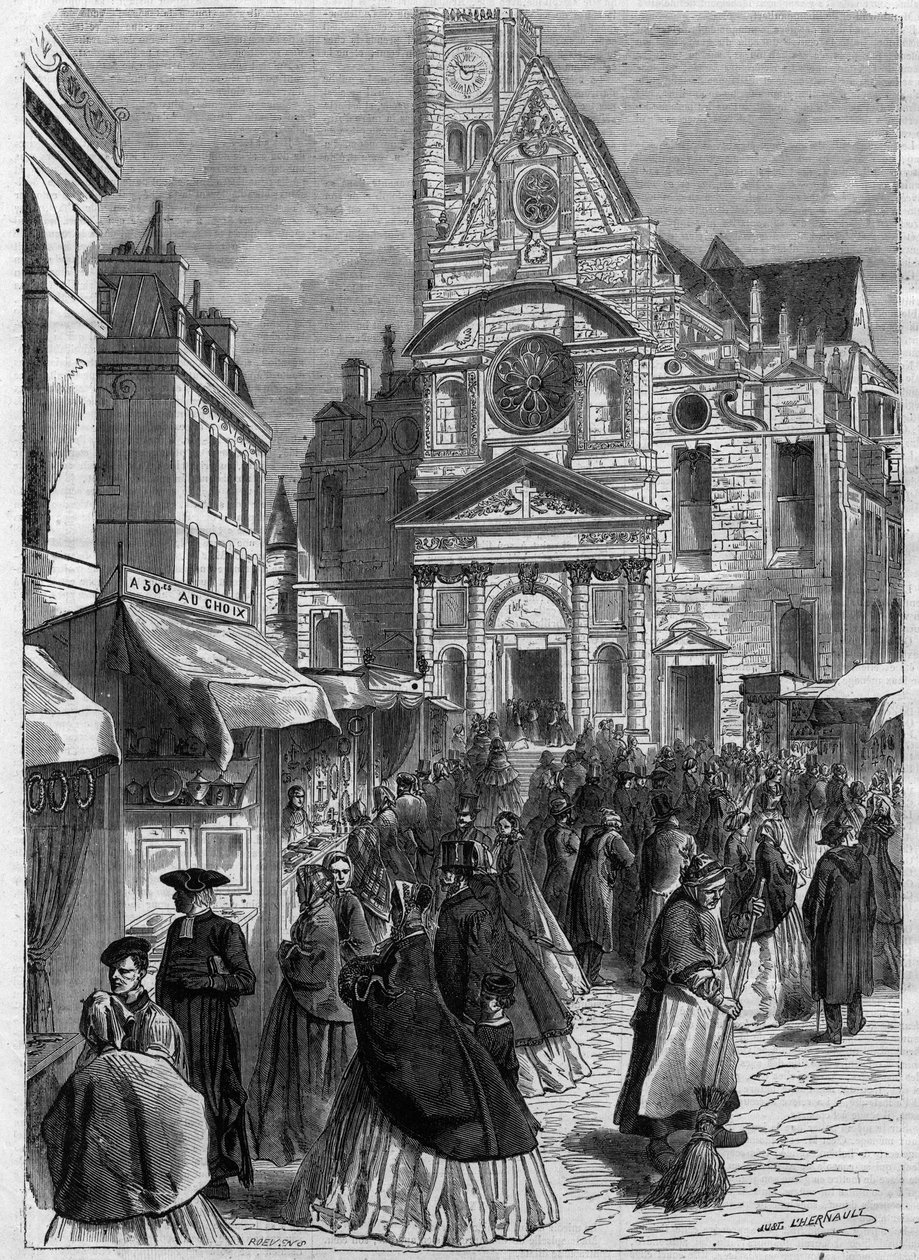La neuvaine de sainte Geneviève à Saint-Étienne-du-Mont à Paris - Gravure dans « Le Journal Illustré » - Unknown artist