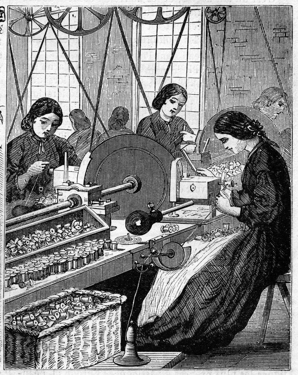 Grandes industries anglaises : filature de coton de Walter Evans en Angleterre en 1863. Enroulement de fil - Unknown artist