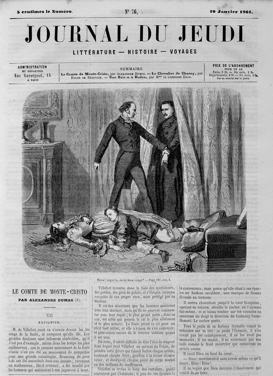 Le Comte de Monte Cristo - dans "Le Journal du Jeudi" du 20/01/1861 - Unknown artist