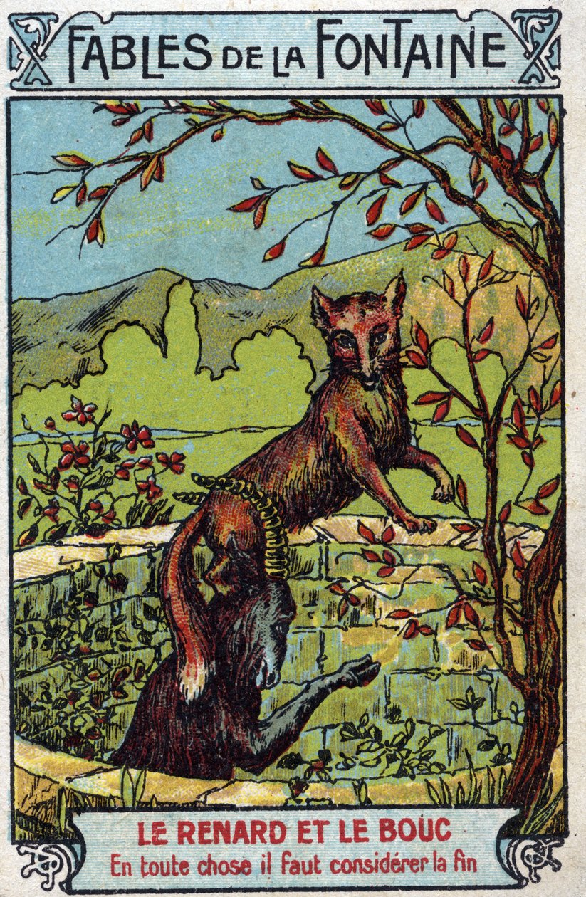 Le Renard et le Bouc - Fables de Jean de La Fontaine (1621-95) - Chromolithographie de la fin du 19e siècle Collection privée - Unknown artist