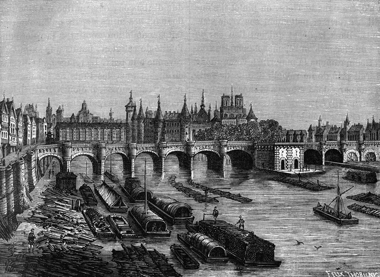 Le pont Neuf à Paris sous Henri III - dans Histoire de France par Henri Martin, 19ème siècle - Unknown artist