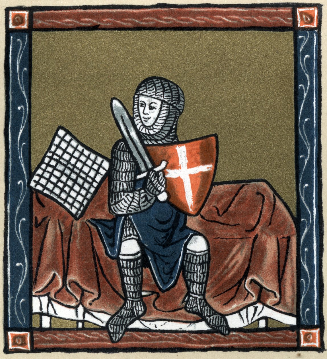 Légende arthurienne : le chevalier Gauvain sur le lit magique. Dans « Geschichte der Französischen Literatur » par Hermann Suchier - Unknown artist