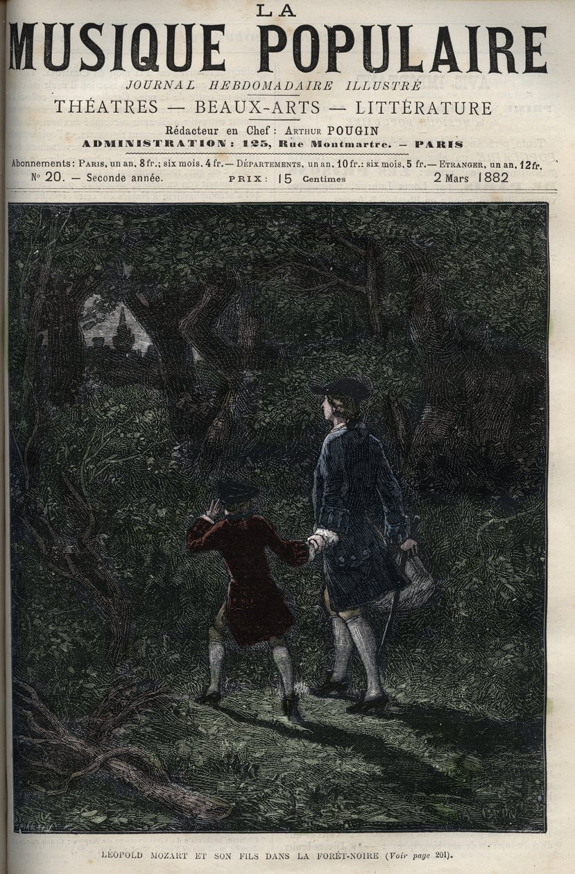 Leopold Mozart et son fils Wolfgang Amadeus dans la Forêt-Noire (gravure) - Unknown artist