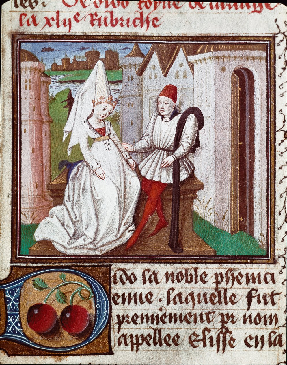 Les amours de Didon, fondatrice de Carthage et Énée Miniature tirée du « Livre des femmes illustres » de Giovanni Boccaccio dit Jean Boccace (1313-1375) - Unknown artist