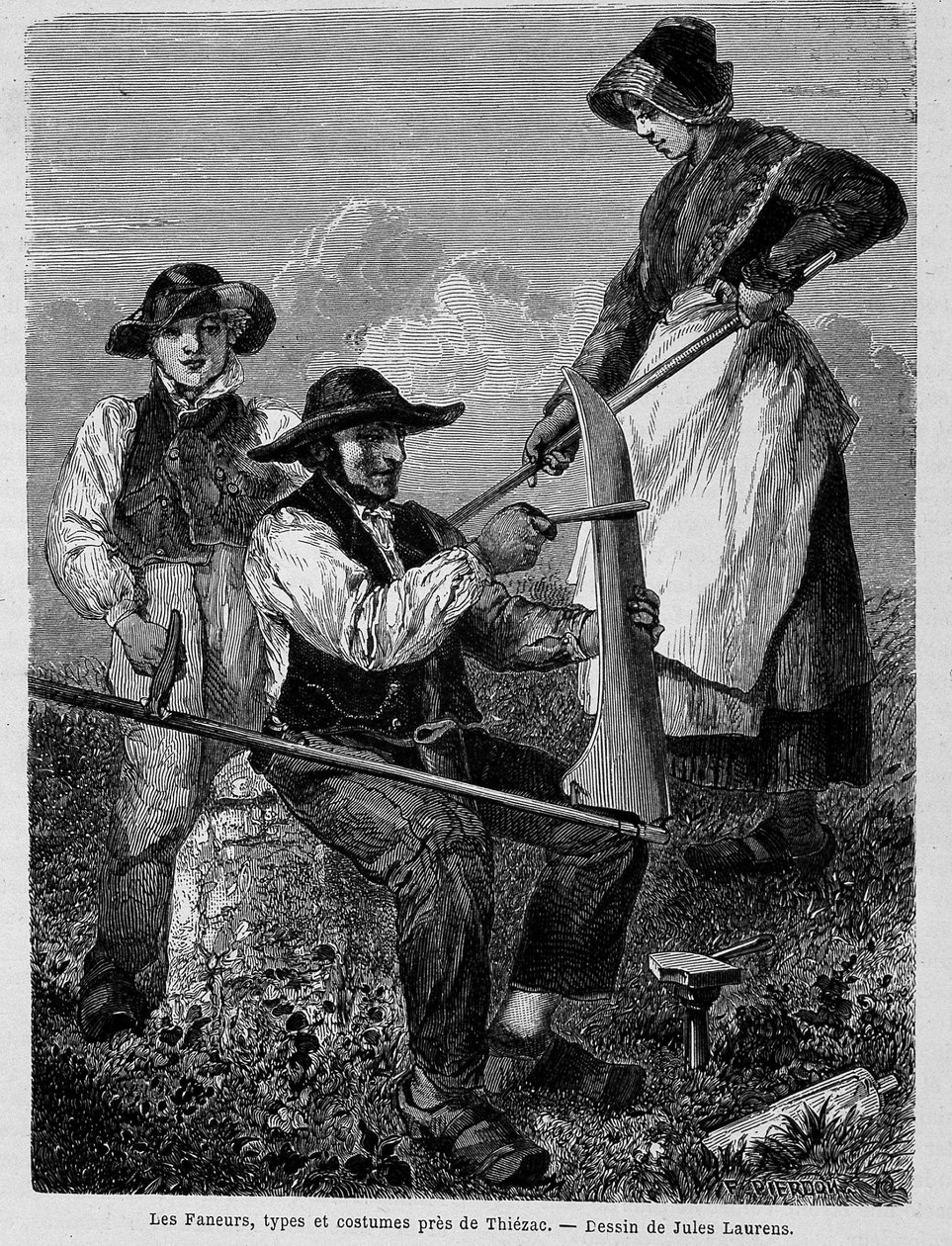 Les faneurs, types et costumes près de Thiézac, en Auvergne - dans «Le tour du monde» - Unknown artist