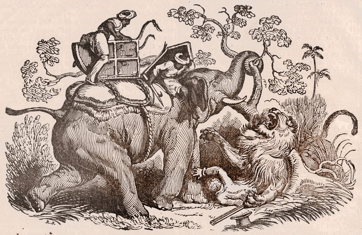 Scène de chasse au lion : le chasseur, tombe de l
