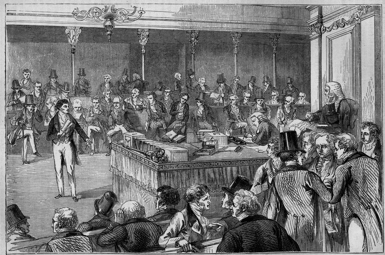 Lord John Russell (1792-1878) introduisant le Reform Bill (Reform Act) à la Chambre des Lords en 1832 (gravure) - Unknown artist