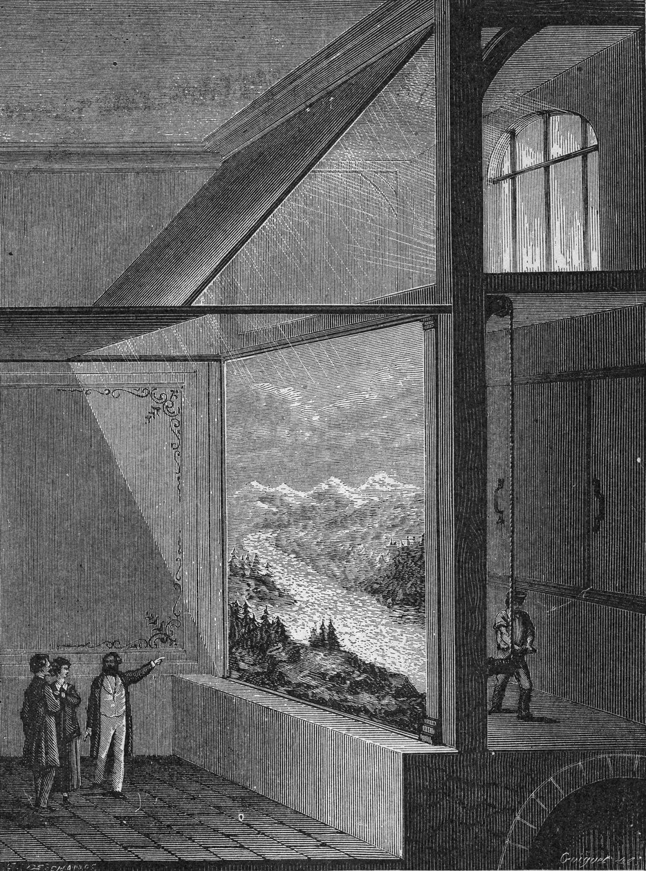 Louis Daguerre a réalisé une démonstration du diorama et du mode de changement de peinture - Unknown artist