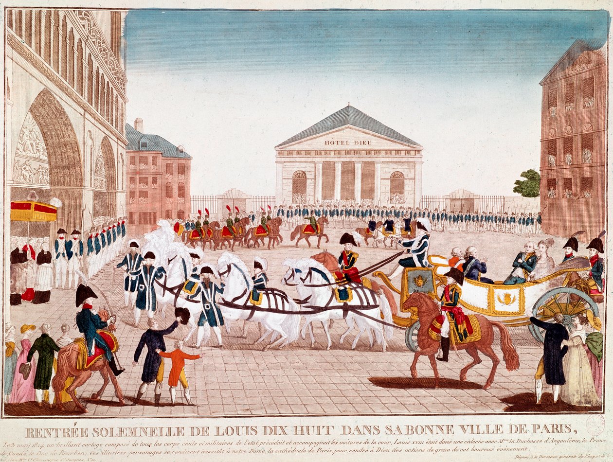 Louis XVIII arrivant à Notre-Dame, Paris, 3 mai 1814 (gravure) - Unknown artist