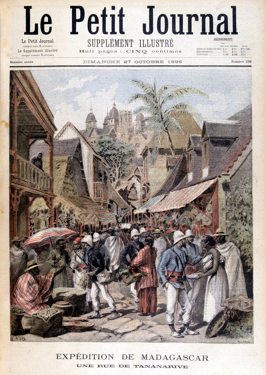 Expédition à Madagascar : une rue à Tananarive - dans Le Petit Journal du 27/11/1895 - Unknown artist