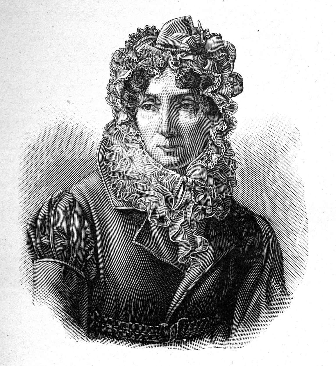 Madame de Genlis - Portrait de Stéphanie félicitant la crête de Saint Aubin (1746-1830), comtesse de Genlis, femme de lettres française - Unknown artist