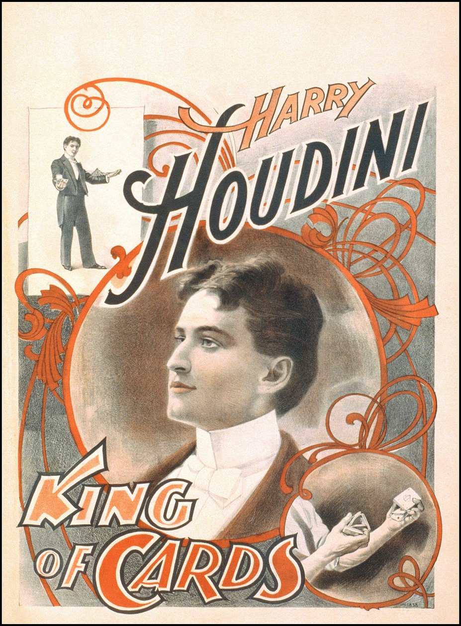 Affiche de magicien « Harry Houdini, Roi des Cartes » - Unknown artist