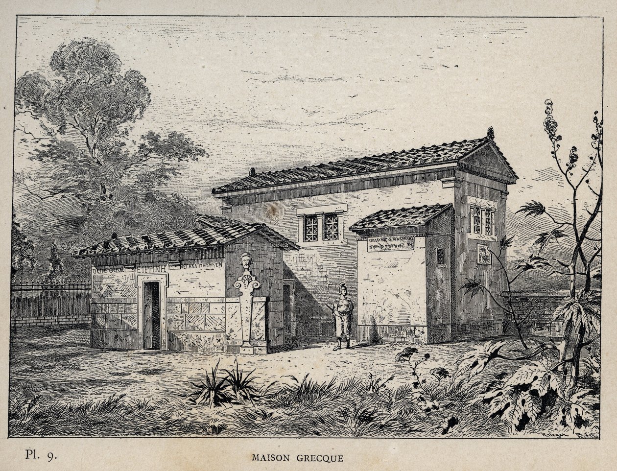 Maison grecque - gravure de 1889 dans « Histoire de l