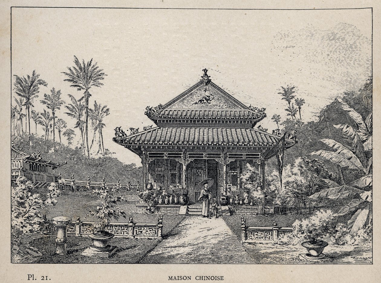 Maison chinoise - gravure de 1889 dans 