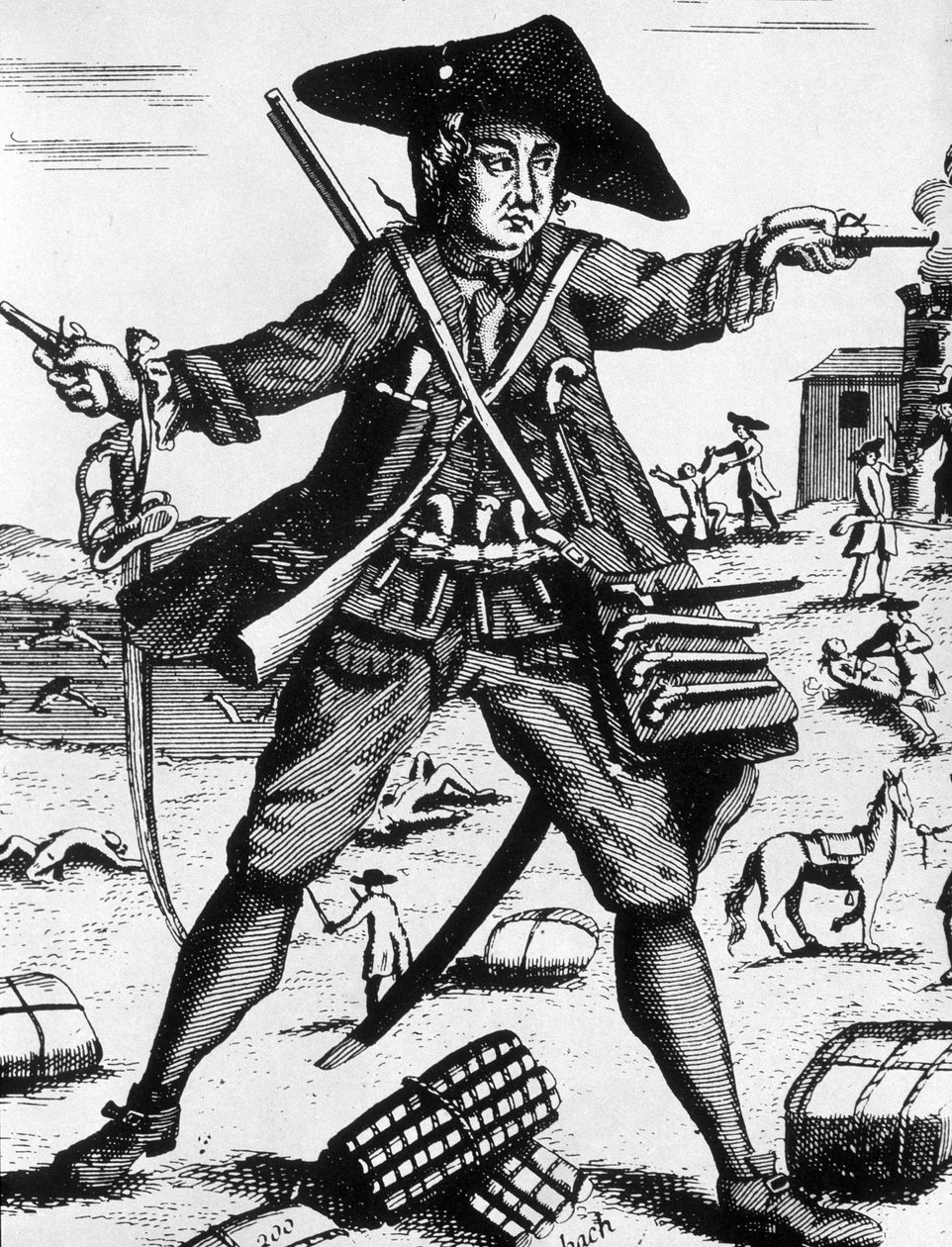 Arme à mandrin aux dents - gravure - Unknown artist