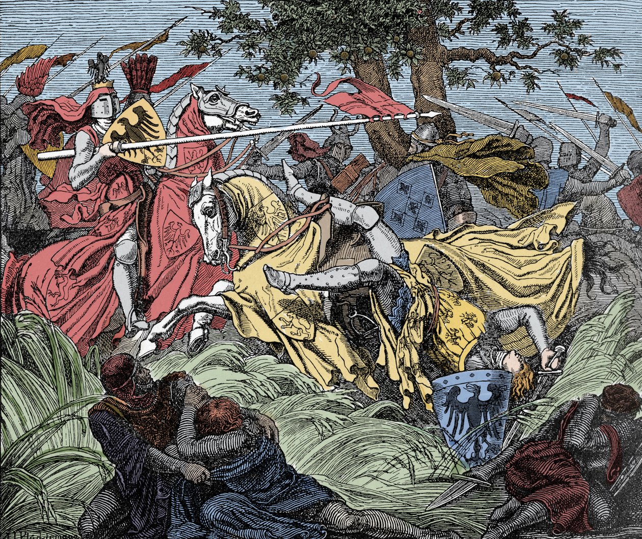 Manfred tué au combat - Bataille de Bénévent (26 février 1266) : la mort de Manfred I (de Hohenstaufen) - Unknown artist