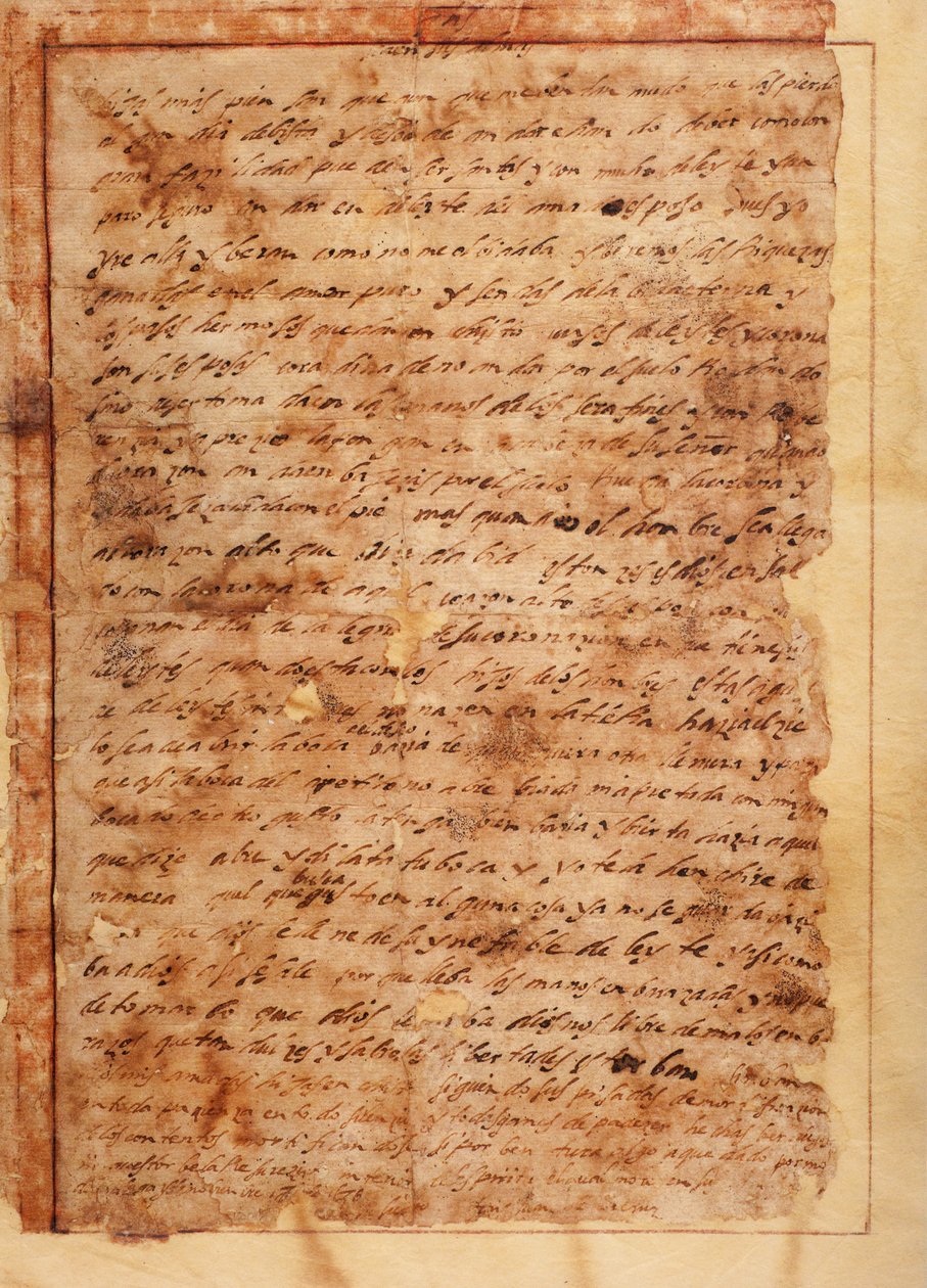 Manuscrit. Lettre n° 7 aux moines de Beas de Segura (Carta n° 7 de S. Juan de la Cruz depuis Málaga aux moniales de Beas de Segura). Papier. 18 novembre 1585 - Unknown artist