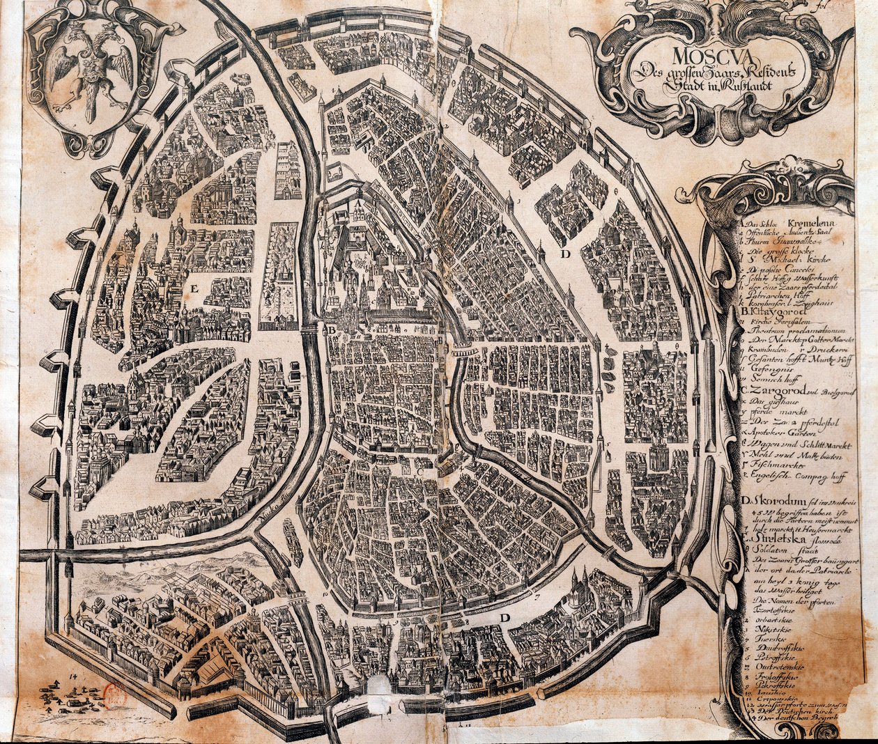 Carte de la ville de Moscou en Russie au XVIIe siècle. Paris, B.N. - Unknown artist