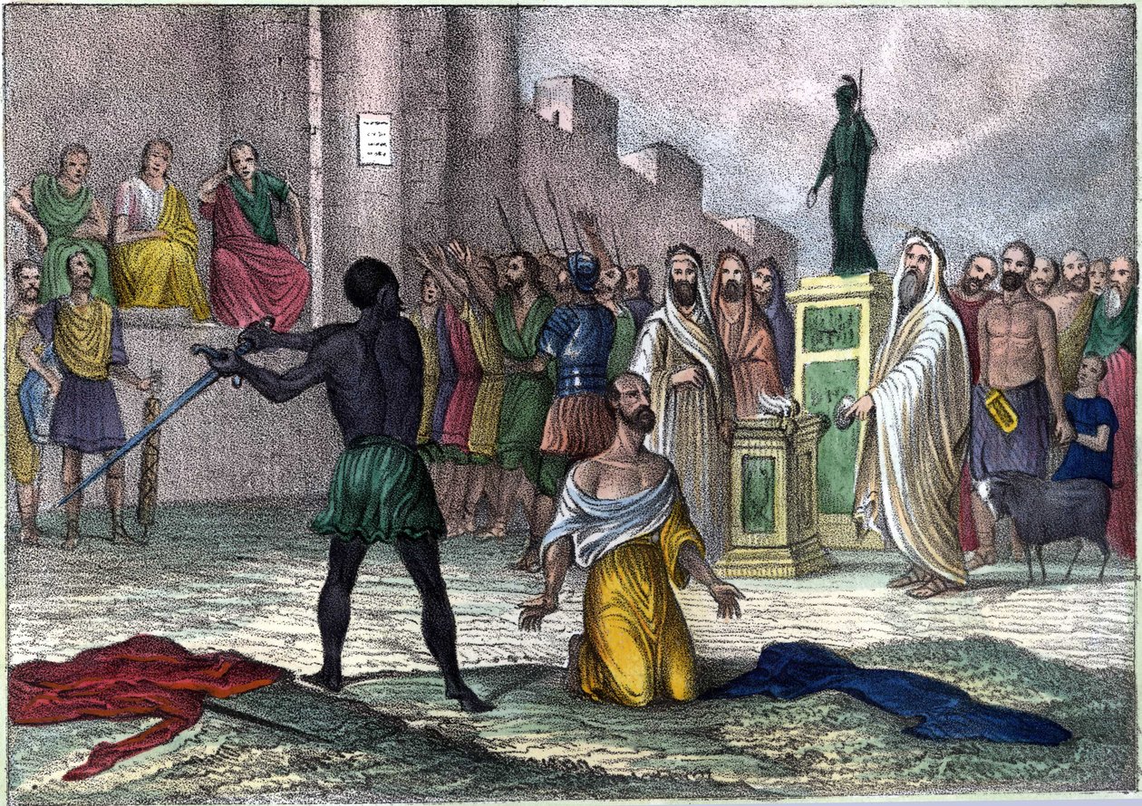 Martyr de Saint Cyprien (Cipriano) (Cyprianus) en 258, premier évêque de Carthage condamné à mort. Dans « L
