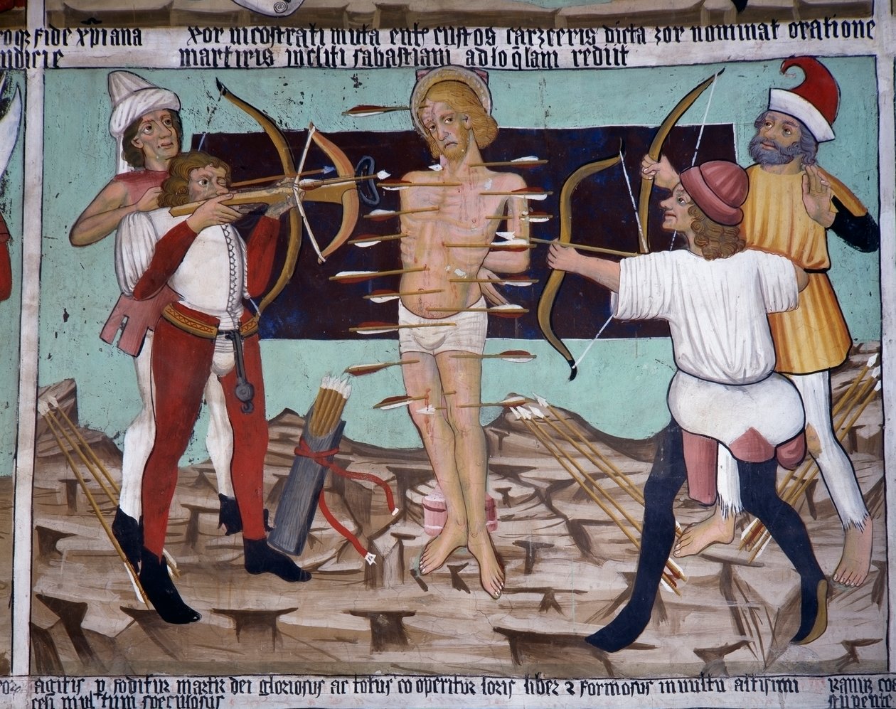 Martyr de Saint Sébastien, vie de Saint Sébastien (15ème siècle), fresques, Chapelle de Saint Sébastien, Villard-de-Lans, Rhône-Alpes, France. - Unknown artist
