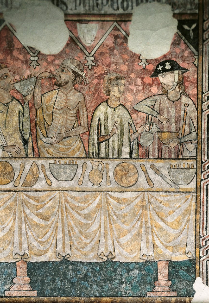 Scène de repas dans le réfectoire des Pèlerins, (détail), de la cathédrale de Lleida - Unknown artist