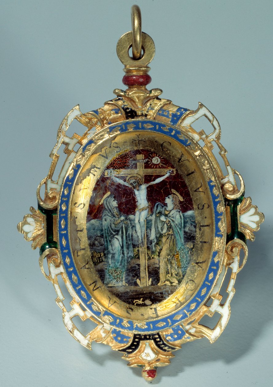 Médaillon en émail sur or rond décoré de crucifixion et fuite en Égypte. Début du XVIe siècle. Paris. Musée du Louvre - Unknown artist