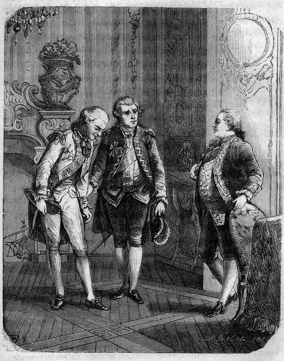 Rencontre entre le comte de Marbeuf, nommé gouverneur militaire de la Corse en 1772, et Pascal Paoli. Dans « Pasquale Paoli ossia la rotta di Pontenuovo » de F.D. Guerrazzi. 1872. - Unknown artist
