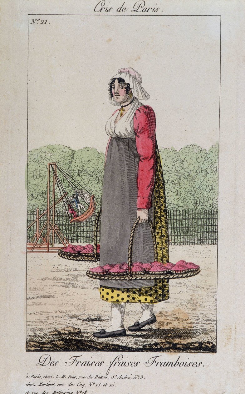 Marchand de fraises et de framboises - dans "Cris de Paris", début 19e siècle - Unknown artist