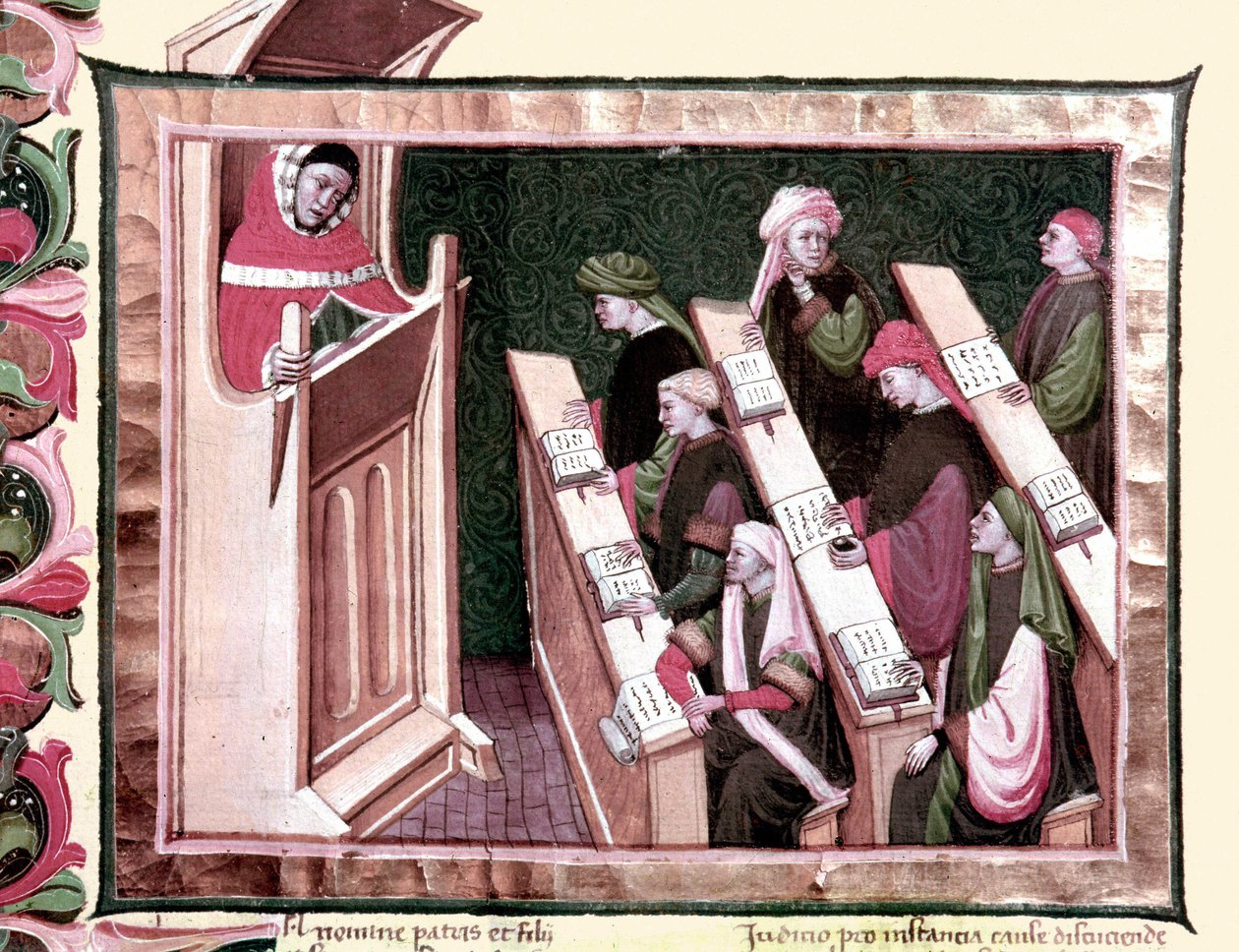 Moyen Âge : Enseignement dans une université. Manuscrit du début du 15ème siècle. Biblioteca Nazionale Centrale de Florence - Unknown artist