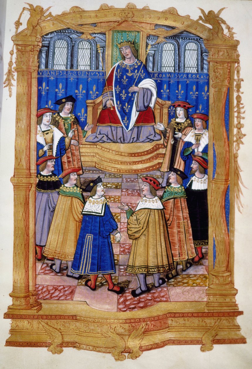 Miniature du XVe ou XVIe siècle représentant Louis XI (1423-1483) et les chevaliers de l