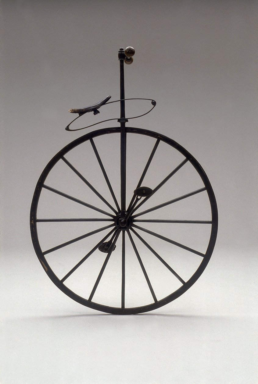 Monocycle avec roues en bois de 1870 - Unknown artist