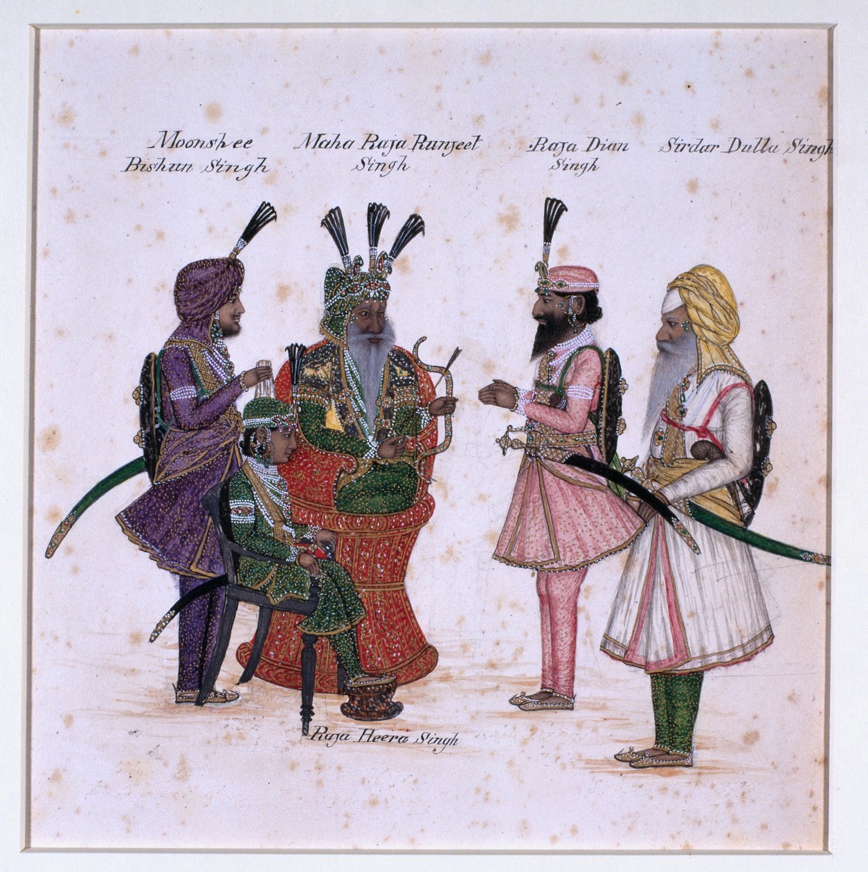 Moonshee Bishun Singh, Maha Raja Ranjeet Singh, Raja Dian Singh, Sirdar Dulla Singh - Unknown artist