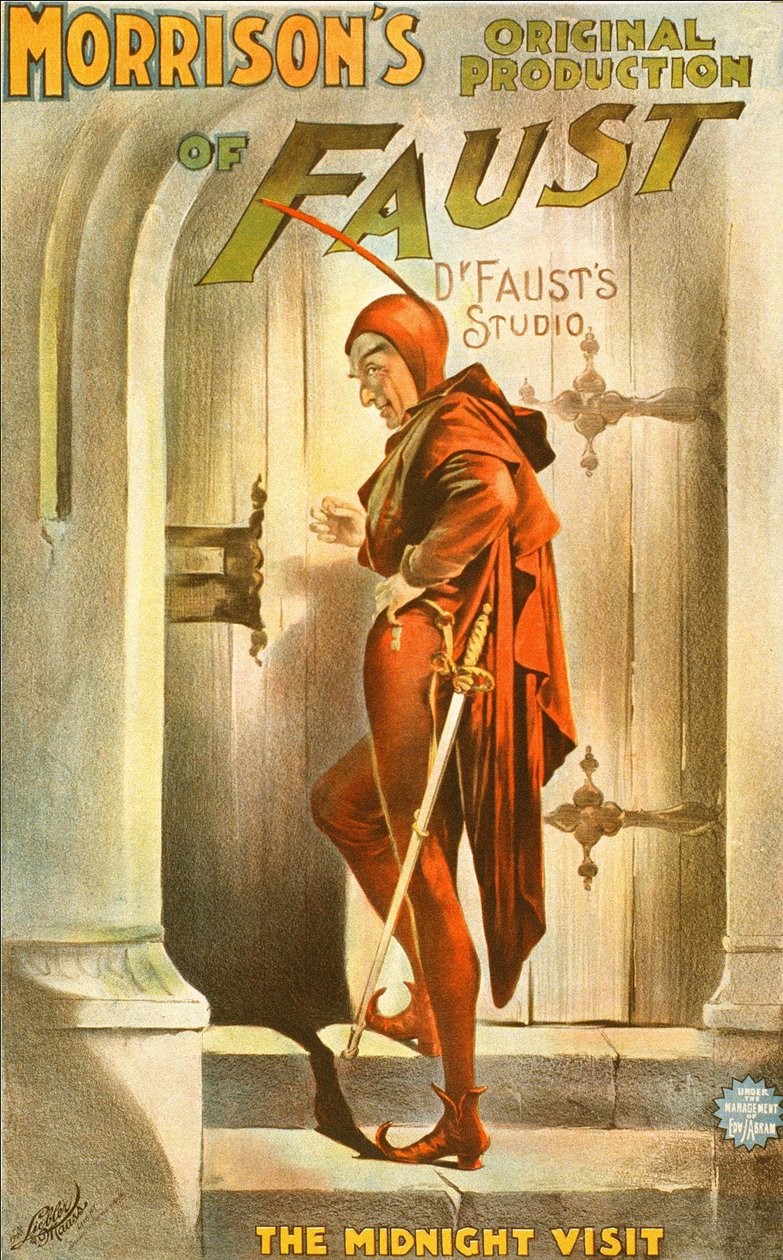 Production originale de Faust par Morrison : la visite de minuit - affiche pour une pièce de théâtre : illustration de la visite de Faust - Unknown artist
