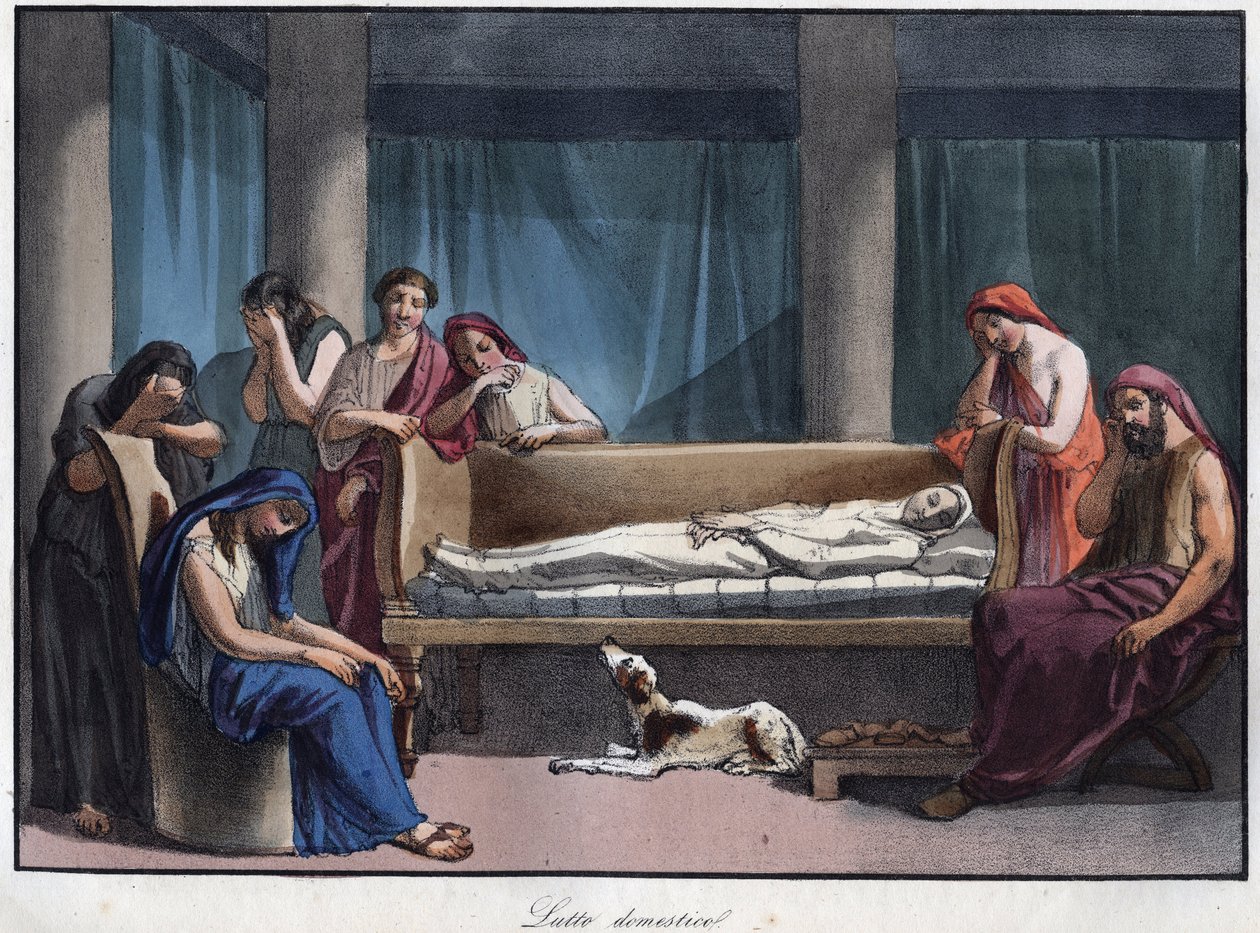 Deuil dans une maison romaine - gravure de 