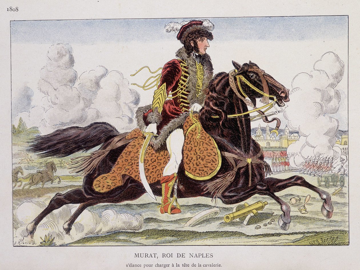 Murat (1767-1815), roi de Naples, lance la charge à la tête de la cavalerie - Unknown artist