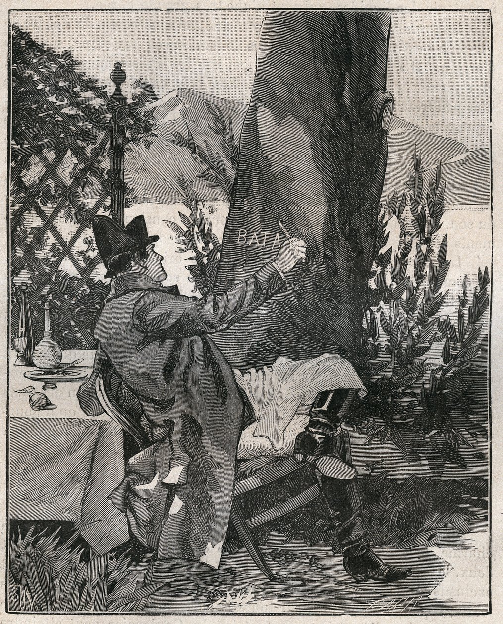 Napoléon Bonaparte (1769-1821) a écrit le mot « Battaglia » sur le tronc d