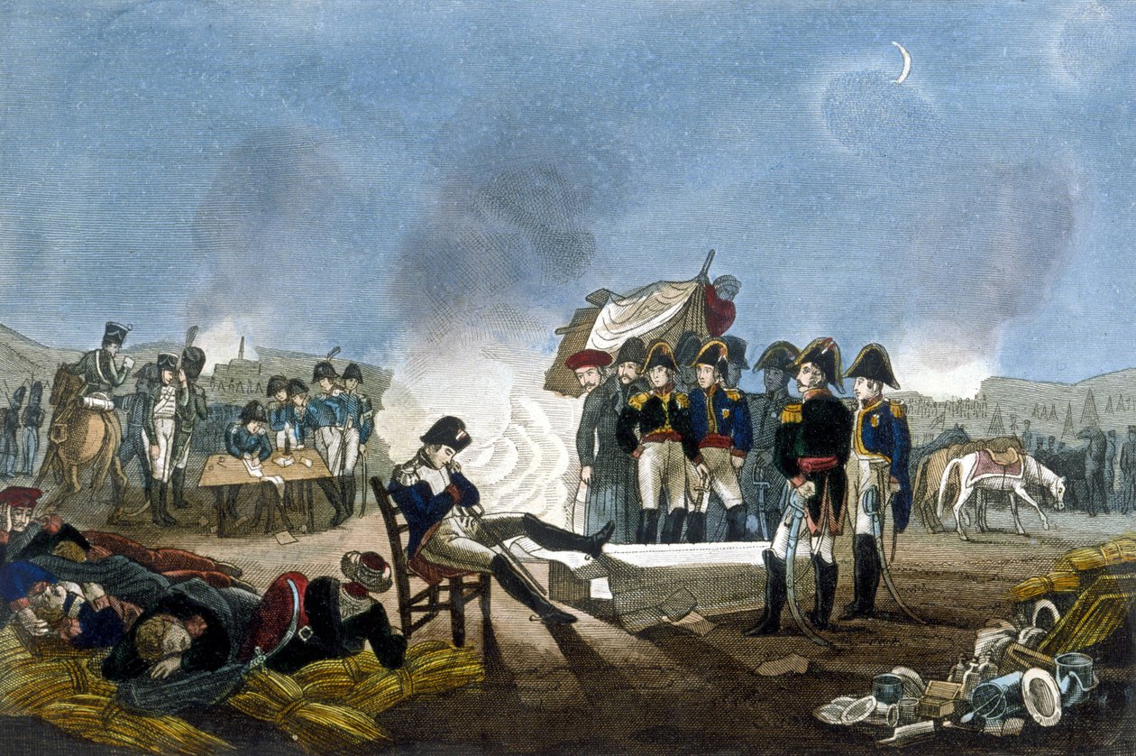 Napoléon Ier Bonaparte dormant dans le bivouac à la veille de la bataille d