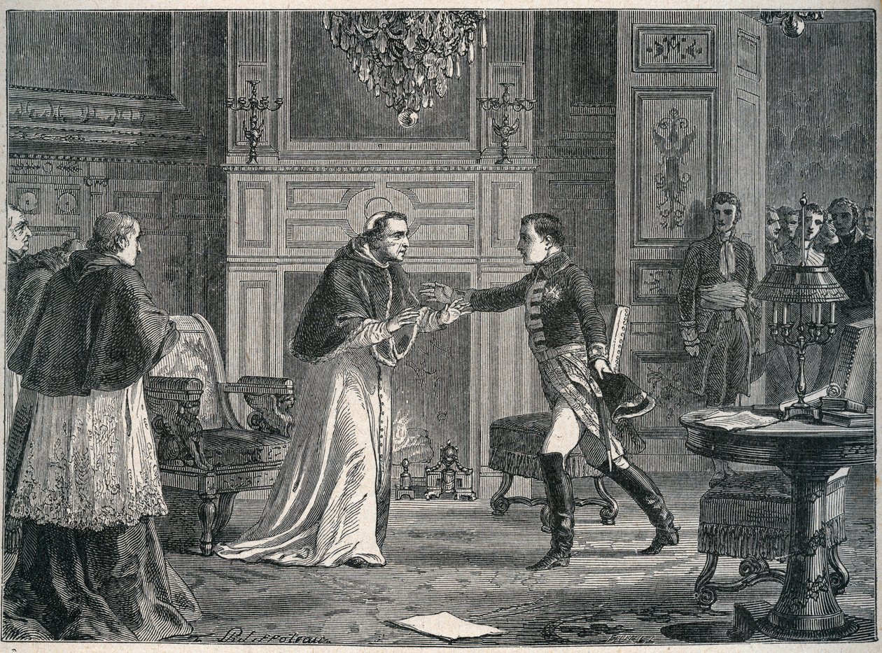 Napoléon visitant le Pape Pie VII à Fontainebleau en 1804 - Unknown artist