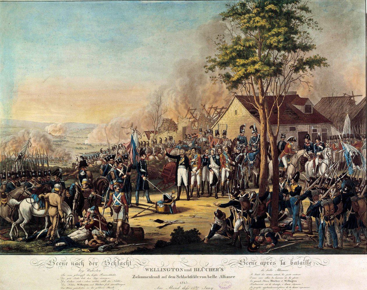Guerres napoléoniennes : Bataille de la Belle Alliance ou Waterloo remportée le 18/06/1815 par les forces armées sous les ordres d