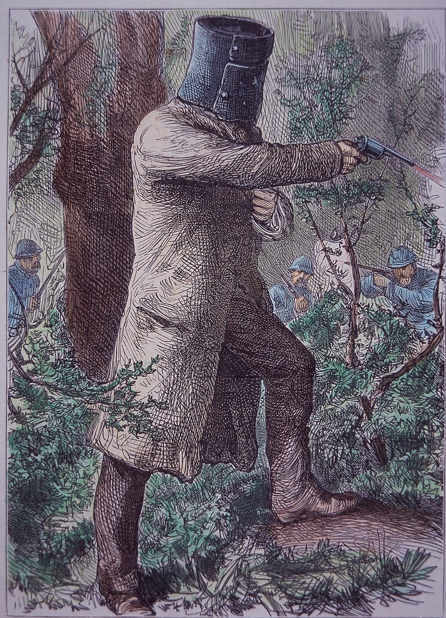 Ned Kelly portant son armure caractéristique, lors de la confrontation finale avec la police, 28 juin 1880 - Unknown artist